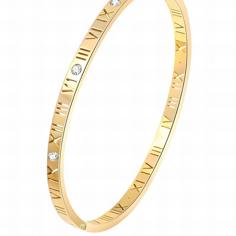 Gold Roman Numeral Bangle Bracelet